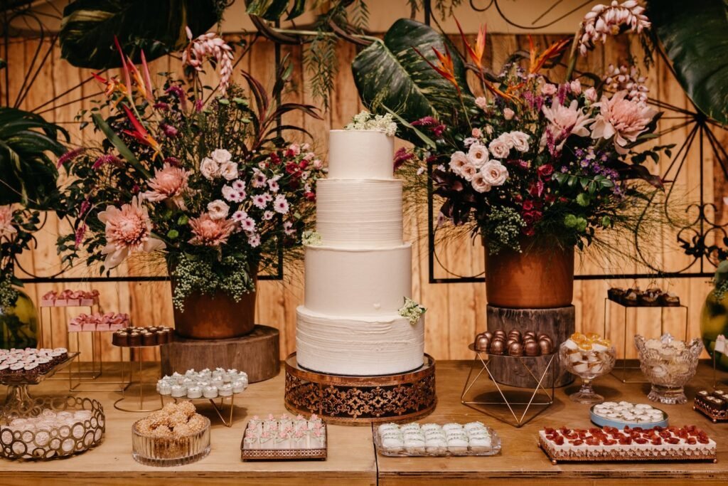 Tall Cake on a Dessert Table